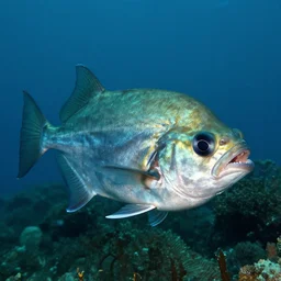 a giant anglerfish with a black eye sideways