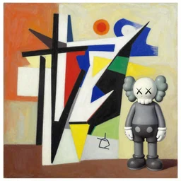 painting by kazimir malevitch suprematism avant - garde + moebius comics + small ebelishments by kaws, procreate 2 0 2 2