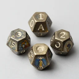 six sided dice by alphonse mucha