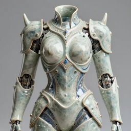 ceramic cyborg armor, Japanese raku glaze, diffuse lighting, fantasy, intricate, elegant, highly detailed, lifelike, photorealistic, digital painting, artstation, illustration, concept art, smooth, sharp focus, art by John Collier and Albert Aublet and Krenz Cushart and Artem Demura and Alphonse Mucha