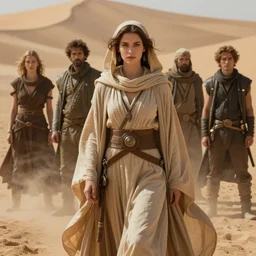 beautiful female fremen on dune, by edgar maxence artgerm ross tran and michael whelan and gustav klimpt