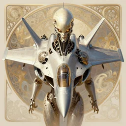 symmetry!! portrait of fighter jet alien in the style of horizon zero dawn, machine face, intricate, elegant, highly detailed, digital painting, artstation, concept art, smooth, sharp focus, illustration, art by artgerm and greg rutkowski and alphonse mucha, 8 k