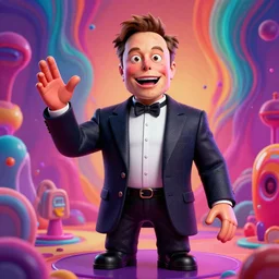 the world's richest man is a ventriloquist dummy from hell!, psychedelic trip, elon musk as the puppet master, trending on artstation, photorealism, vibrant colors, digital art, octane render