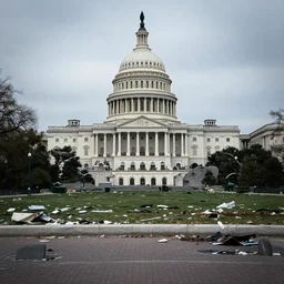4 k ultra detailed photo of washington dc mall, dilapidated, run down, trashy crime lawlessness corrupt