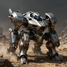 a concept art of a ferrari combat mech, artstation