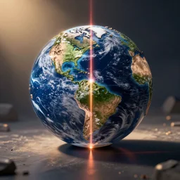 Laser cutting earth in half
