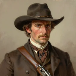 an extremely detailed masterpiece portrait of a 1 8 9 0's gunslinger, in the style of frank auerbach, digital art