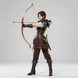 full shot photo of a beautiful steampunk archer