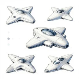 smooth design spaceship sketches, isometric