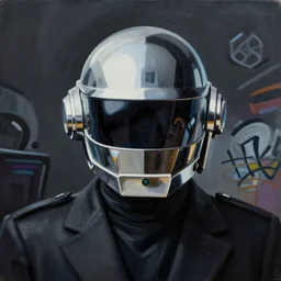 Daft Punk picture by Sachin Teng, asymmetrical, dark vibes, Realistic Painting , Organic painting, Matte Painting, geometric shapes, hard edges, graffiti, street art:2 by Sachin Teng:4