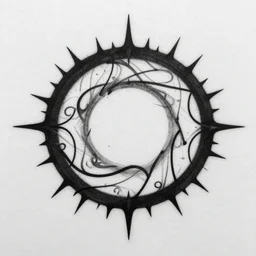 a circular vector tattoo design. spiky, curvilinear, recursive.