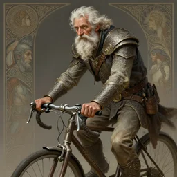 old man biker, deep focus, d & d, fantasy, intricate, elegant, highly detailed, digital painting, artstation, concept art, matte, sharp focus, illustration, hearthstone, art by artgerm and greg rutkowski and alphonse mucha