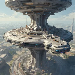 huge futurist city spaceship with superstructure deck, by john berkey, detailed sci fi digital matte painting concept art, unreal, artstation