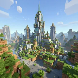 a futuristic city in minecraft, trending on artstation, digital art