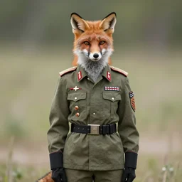 a female fox dressed in a modern american military general uniform, 8 5 mm f / 1. 4