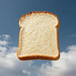 a slice of bread ascending to heaven