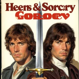 1970s sword and sorcery paperback book cover, clean, sharp focus, UHQ scan, detailed faces, textless, painting by Bruce Pennington