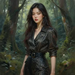 beautiful digital painting of a hoyeon jung as a stylish female forest with high detail, 8 k, stunning detail, works by artgerm, greg rutkowski and alphonse mucha, unreal engine 5, 4 k uhd