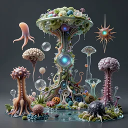 the omni, phantastica, chaos, gelatin brains, fluox symbiosi crusta, lush layered, gelatinosis glass, biomechanical fauna, artificia, vortices micro water, mollis, fluida, octane render, by peter mohrbacher, nudibranch, retro futurism, gekko soles, unspaceship, aliena, gekkolings