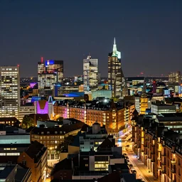 hamburg cityscape, at night, dramatic illumination, multi colored lighting, highly detailed, ultra realistic, 8 k, cityscape photography, by paul reiffler and andrew prokos