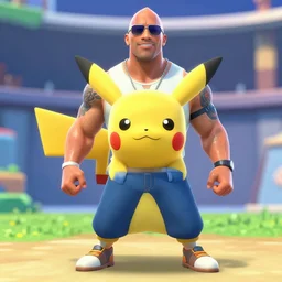 dwayne the rock johnson as pokemon go character screenshot from pokemon game