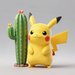 A fusion of pikachu and a cactus, render, unreal, studio lighting, blender, trending on artstation, 8k, highly detailed