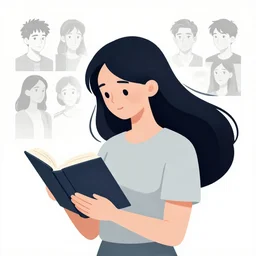 a girl reading a book, her hair flowing down, clean cel shaded vector art. shutterstock. behance hd by lois van baarle, artgerm, helen huang, by makoto shinkai and ilya kuvshinov, rossdraws, illustration