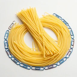 spaghetti made out of paperclips, food photography