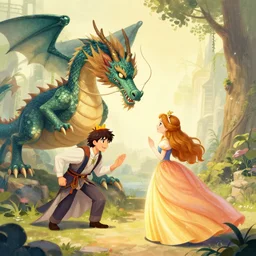 a dragon saving a princess