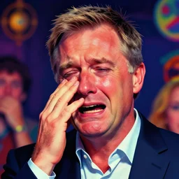 A psychedelic portrait of Australian prime minister Scott Morrison Crying in the club , vibrant color scheme, highly detailed, in the style of romanticism, cinematic, artstation, Moebius, Greg rutkowski