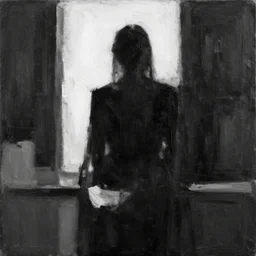 a solemn simulacrum, trending on artstation, abstract black and white painting
