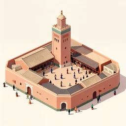 isometric view illustration of a Souk in Marrakesh, highly detailed mid day by Victo Ngai