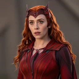 A portrait of elizabeth olsen as scarlet witch (2021), cinematic, 8k