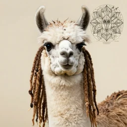 llama with dreadlocks, by mandy jurgens, ernst haeckel, by hsiao