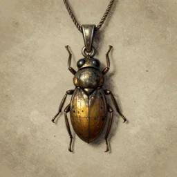 rough concept art of small insect pendant, fantasy illustration, medieval era, hand - drawn, 4 k, trending on artstation, symmetry