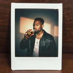 polaroid photograph of chief keef drinking cough syrup