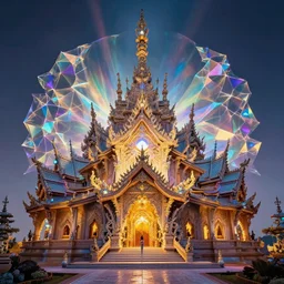 fractal dmt temple, prismatic, light diffusion, beautiful, holy