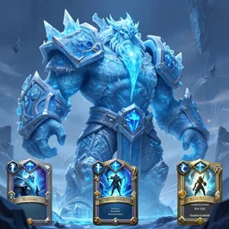mountain giant, ice, bioluminescence, hd, 8 k, sharp high quality artwork in style of greg rutkowski, concept art, blizzard warcraft artwork, hearthstone card artwork