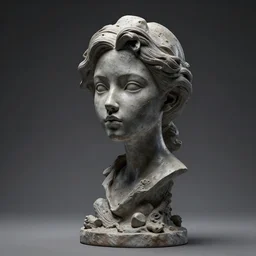 dramatic 3 d sculpture of a girl stylized, studio light, highly detailed, realistic