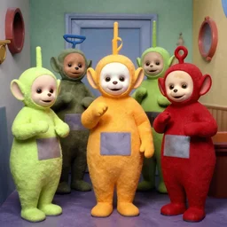 1 9 9 0 teletubbies in the backrooms, animatronics, disturbing, vhs filter, found footage