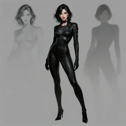 Noir women character design, Greg Rutkowski, Frank Frazetta, Kim Jung Gi, trending on Artstation, 8K, ultra wide angle, establishing shot, pincushion lens effect, zenith view