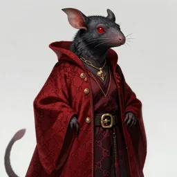 beautiful necromancer half rat, made of red gucci fabric, dust particles, pixiv fanbox, dramatic lighting, maximalist pastel color palette, splatter paint, pixar and disney exploded - view drawing, graphic novel by fiona staples and dustin nguyen, peter elson, alan bean, wangechi mutu, clean cel shaded vector art, trending on artstation