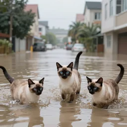 town flooded with siamese cats