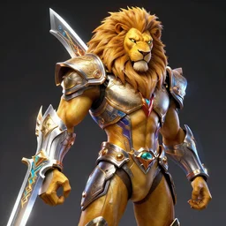 highly detailed Liono from Thundercats, sword of omens, cyberpunk, concept art, character art, studio lightning, bright colors, intricate, masterpiece, photorealistic, hyperrealistic, sharp focus, high contrast, Artstation HQ, DeviantArt trending, 8k UHD, Unreal Engine 5