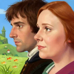 closeup profile medieval nicoletta ceccoli, mark ryden, lostfish, max fleischer face portrait of jack the ripper and greta thunberg marriage portrait, hyper realistic, artstation, illustration, digital paint, matte paint, vivid colors, bright, cheerful, detailed and intricate environment