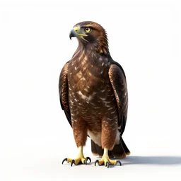 regal hawk, clean 3d render, full body, isolated on a pure white background, centered, entire subject in frame, sharp focus, soft studio lighting