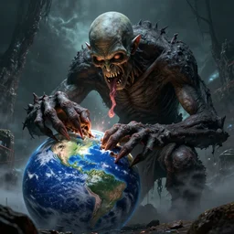 giant lovecraft monster eating earth, h. p. lovecraft, scary, cosmic, detailed, 4 k