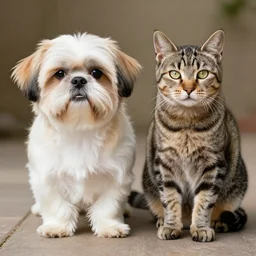 a shih tzu, mixed with tabby cat - n 9