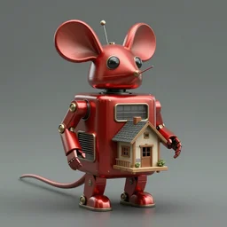 adventurer ( ( ( ( ( 1 9 5 0 s retro future robot android mouse mobile house. muted colors. ) ) ) ) ) by jean baptiste monge!!!!!!!!!!!!!!!!!!!!!!!!! chrome red