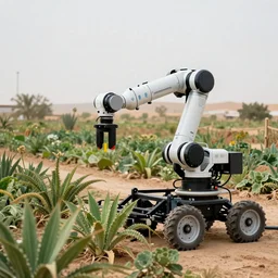 robotic farming machinery maintaining a permaculture jungle in the desert, XF IQ4, 150MP, 50mm, F1.4, ISO 200, 1/160s, natural light